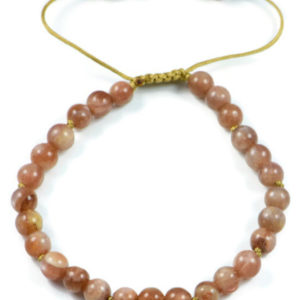 AqBeadsUk Classic Semi-Precious 6mm Round Sun Stone Beads 7.5 inch Closed 11 inch Open Luxury Hand-knotted Women's Bracelet