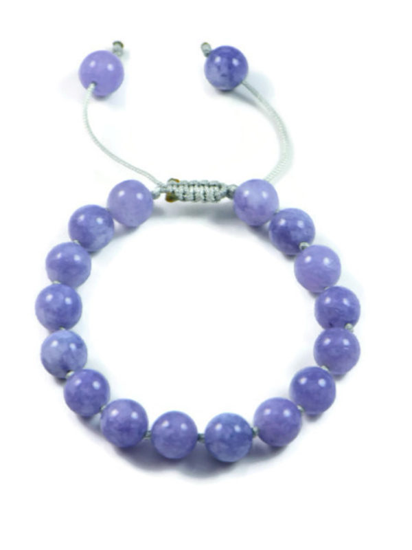 AqBeadsUk Classic Semi-Precious 10mm Round Gemstone Aquamarine  Beads 7 inch Closed 9.7 inch Open Luxury Hand-knotted Women's Bracelet