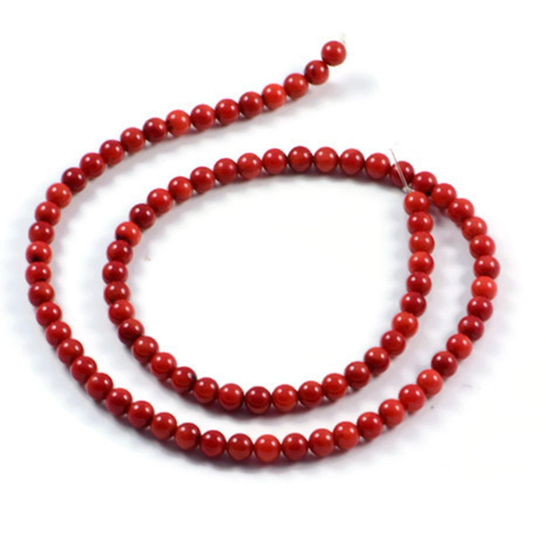 Semi Precious Beads, 5mm Red Coral Beads