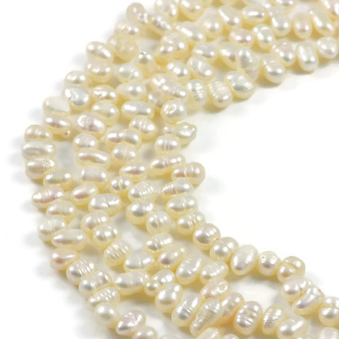 Pearl Beads |5-6x4mm Cream Natural Healing Pearl | AqBeads.UK