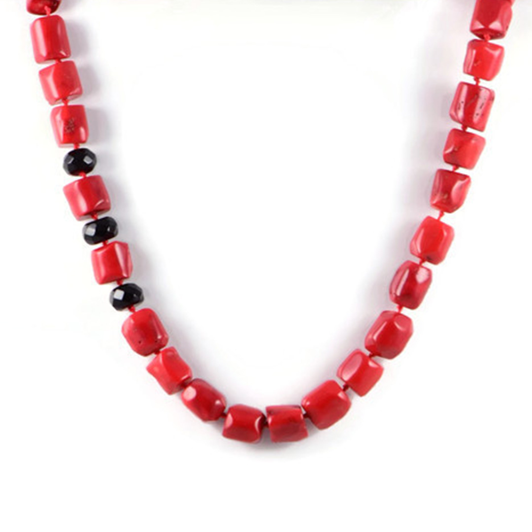 Rivière bezel set coral necklace orange glass gold tone 58cm length – Loved  & Loved Again