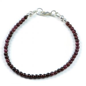  Semi-Precious Gemstone 4mm Natural Garnet Round Beads 7.5 inch Luxury Handmade Women's Bracelet 