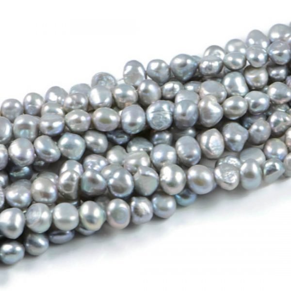 Freshwater Pearl Beads Genuine Cultured 7-8mm Grey Potato 14 inch Strand pearl beads for jewellery making