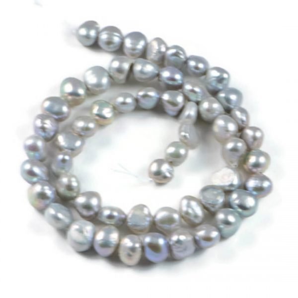 Freshwater Pearl Beads Genuine Cultured 7-8mm Grey Potato 14 inch Strand pearl beads for jewellery making
