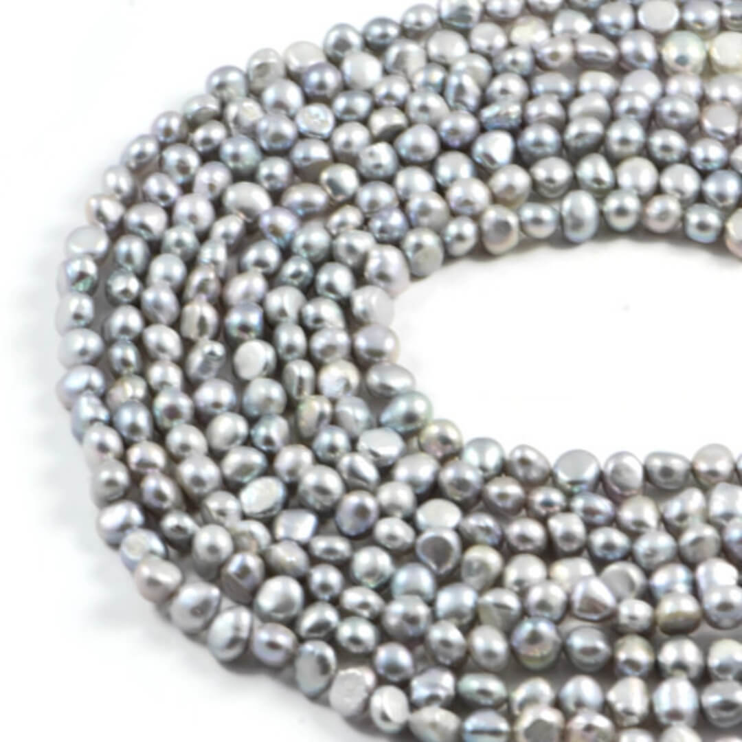 Freshwater Pearl Beads Cultured 7-8mm AAA Grey Nugget 14Ó Strand for Jewellery Making