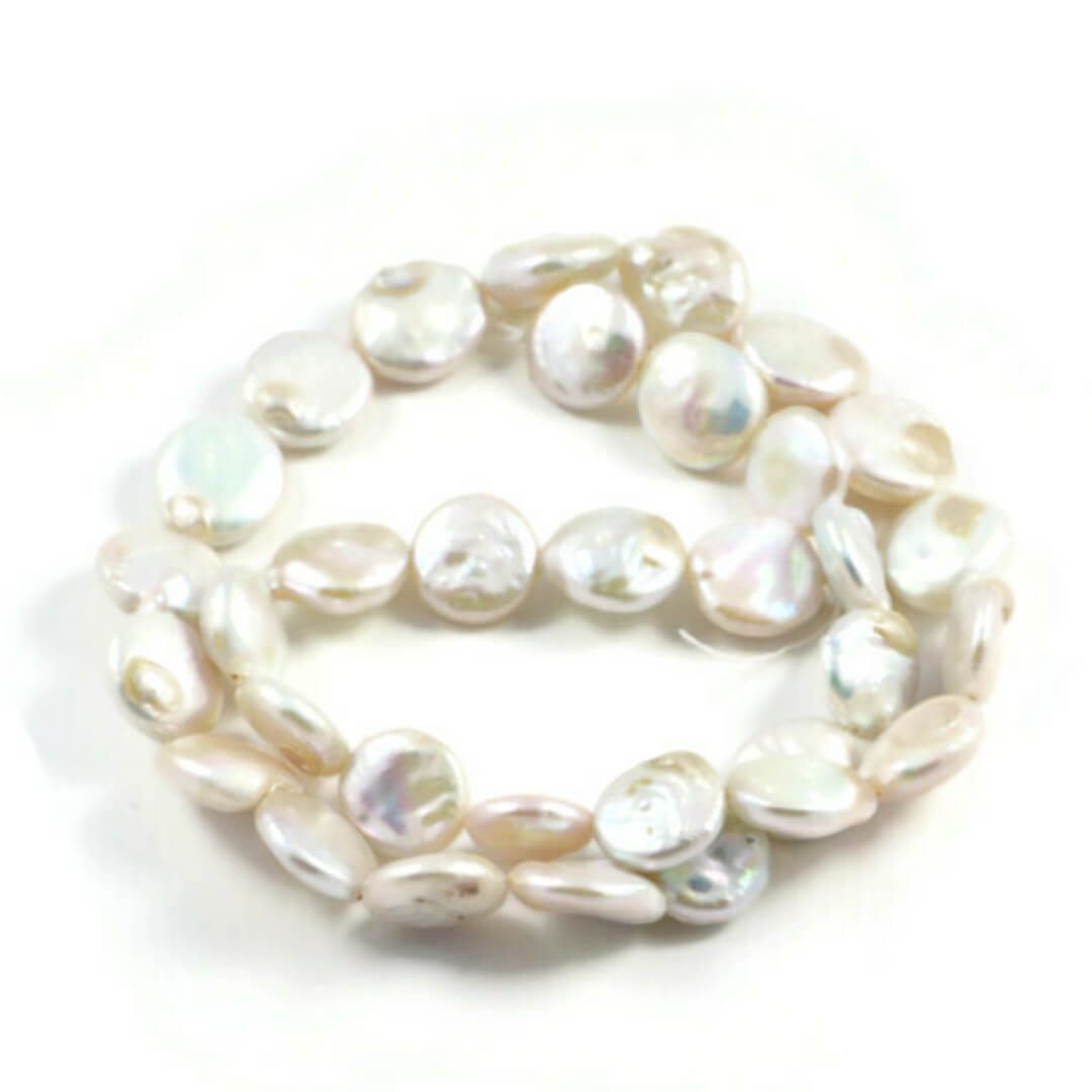 thumbnail image 2 of GEM-inside Real Nucleated Coin Freshwater Pearl Beads – 16mm – For Jewelry Making (Strand Of 15) 2 of 6