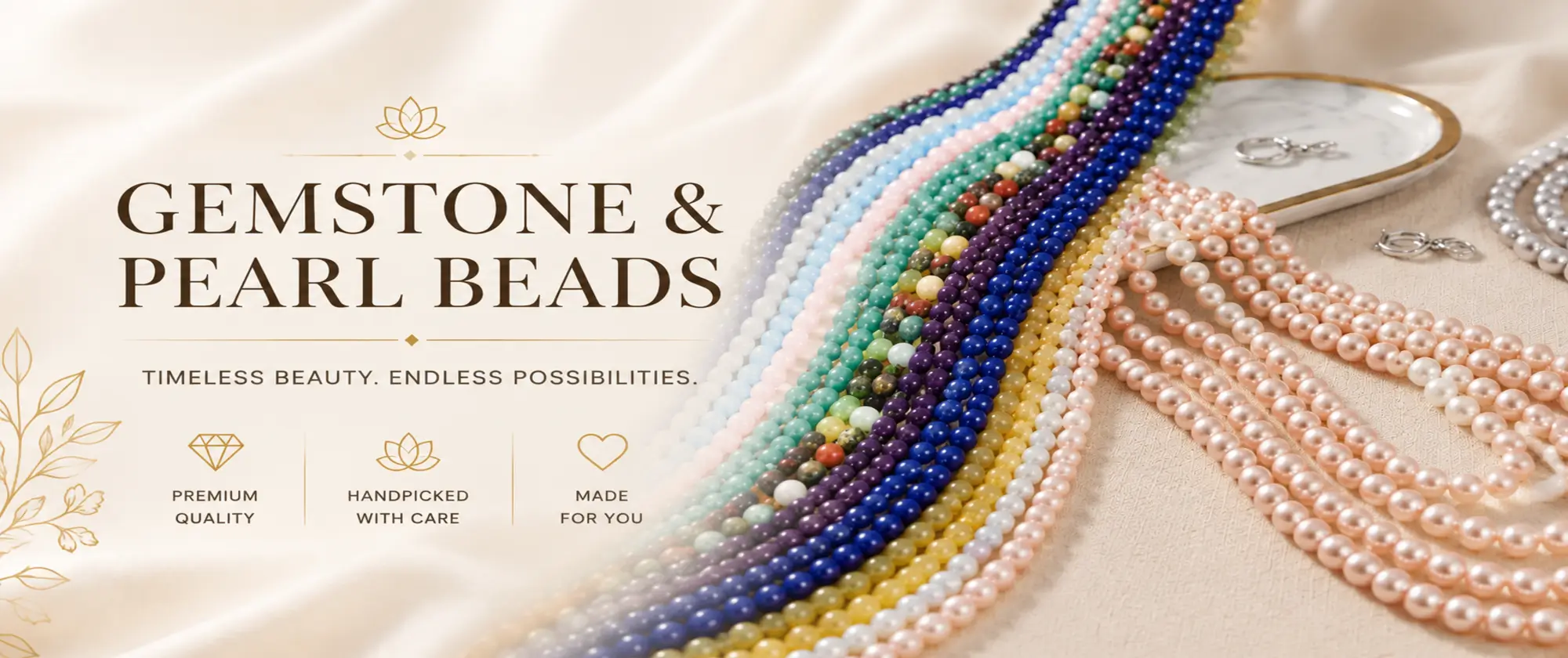 elegant desktop banner gemstone and pearl beads